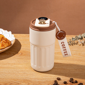 Tasses à <span class=keywords><strong>café</strong></span> intelligentes portables en acier inoxydable de 410 ml personnalisées, avec affichage de la température, pour le voyage et le camping, avec poignée en corde - Product Image 2