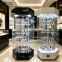 Vitrine de présentation en acrylique pour couteaux avec éclairage LED pour magasin de détail, vitrine rotative à 360 degrés en acrylique