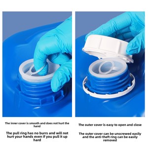 Bidons/Jerricans en plastique HDPE de qualité chimique scellés Ruitu 25L et 5L, empilables, épaissis, de qualité <span class=keywords><strong>alimentaire</strong></span>, solubles dans l'eau, bleus/blancs/jaunes - Product Image 2