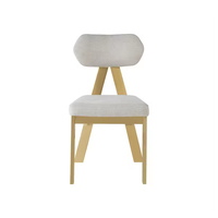 Nouvelle Chaise de Salle à Manger en Acier Inoxydable Doré Titane, Design Innovant, Dossier Triangulaire, Revêtement en Tissu Lin, Chaise d'Appoint pour Villa