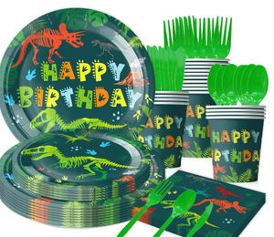 Ensemble de vaisselle jetable sur le thème des fossiles de dinosaures DAMAI pour 10 invités, assiettes en papier, gobelets, serviettes, fournitures pour fête d'anniversaire d'enfants - Product Image 1