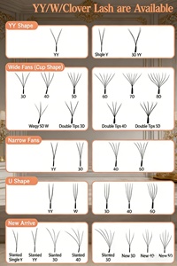 Extensions de cils vegan volume 0.07mm 3D 4D 5D Clover Lashes Crisscross, logo personnalisé, auto-éventail, 0.05mm 6D 7D 8D W Lashes, 8-15mm - Product Image 6