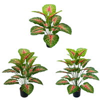 Plante artificielle en pot en forme de cœur rouge en plastique - Haute simulation, durable, pour intérieur/extérieur, Thanksgiving, Noël, Pâques