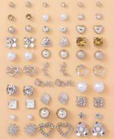 Lot de boucles d'oreilles multi-paires en gros, minimalistes, imitation perle, cœur, fleur, géométriques, mini créoles pour femmes