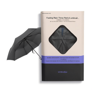 Feeling Rain Three Fold <b>Umbrella</b> 21 Inch Auto Open Black Metal Frame <b>Windproof</b> For Adult Use - Product Image 1