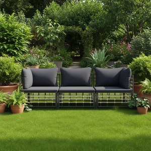 Set Lounge da Giardino Antracite a 3 Posti con Telaio in Acciaio, Resistente alle Intemperie, Arredamento da Esterno dal Design Contemporaneo - Product Image 2