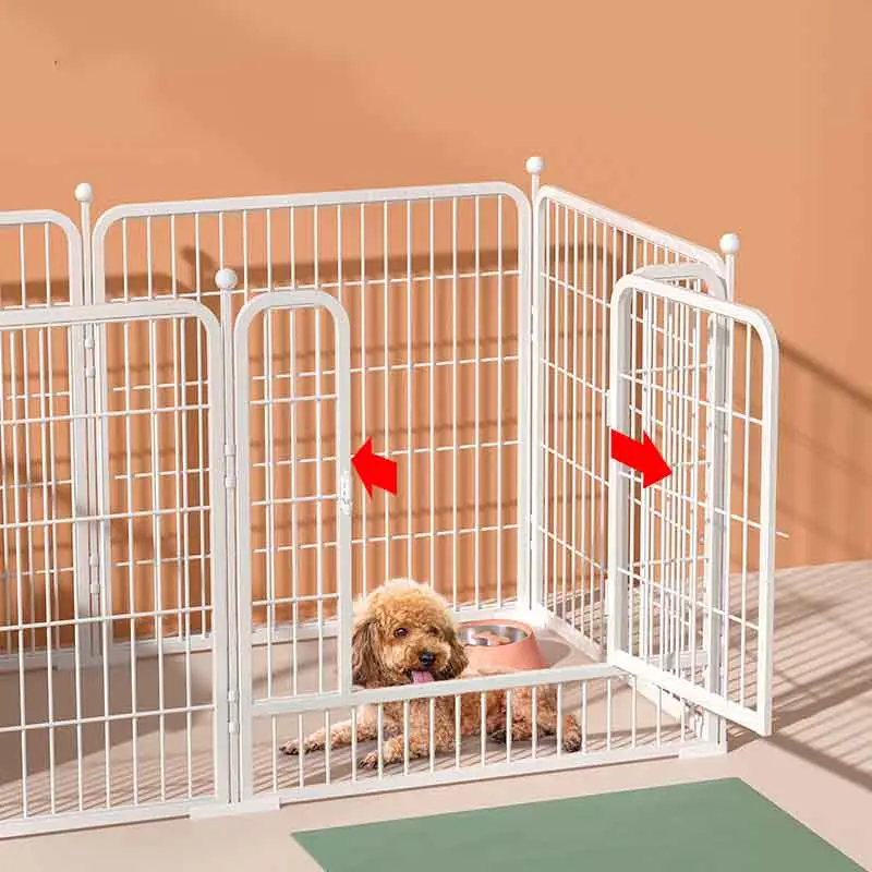 Panneau de clôture pour chien fabriqué par un tube en acier et un fil de fer Clôture en fil de fer durable pour chiot parc pliable pour animaux de compagnie intérieur
