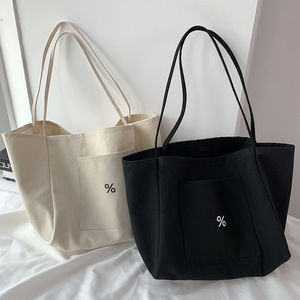Sac en toile unique et nouveau pour femmes, style européen, simple, grande capacité, adapté aux étudiants, tissu épaissi, été <span class=keywords><strong>2022</strong></span> - Product Image 1