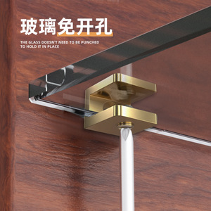 Copper Glass Clip CZ 0922 Large <b>Small</b> Square Waterproof For <b>Bathroom</b> Shelf Wine <b>Cabinet</b> Display Case Partition Support Bracket - Product Image 5