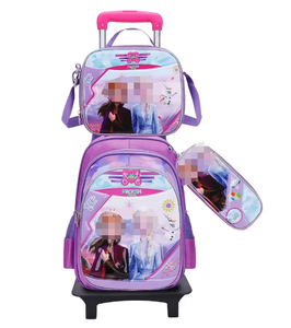 3 Sets 3D Cartoon Waterproof <span class=keywords><strong>Children</strong></span> School <span class=keywords><strong>Trolley</strong></span> Bag avec Lunch Bag et Pencil <span class=keywords><strong>Case</strong></span> pour garçon et fille - Product Image 4