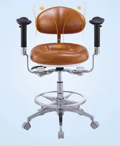 Taburete dental con silla de respaldo con taburete dinámico de dentista Wwheel PU taburete ergonómico de dentista SILLA DE médico