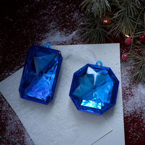 Ornements <span class=keywords><strong>de</strong></span> Noël multiformes bleus étoilés à suspendre, pendentifs décoratifs en plastique et cristal pour sapin <span class=keywords><strong>de</strong></span> Noël - Product Image 3