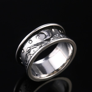 Anello Vintage con Cielo Stellato e Montagna, Design Paesaggistico Creativo, Regolabile, Unisex - Product Image 2