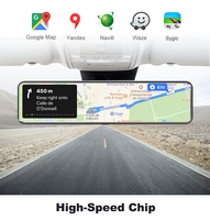 Android 8.1 12 pouces 4G voiture DVR Stream Media rétroviseur 1080P Dash Cam avec ADAS WIFI GPS Navigation double objectif écran tactile