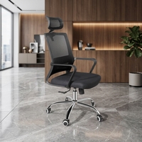 Chaise de bureau exécutive moderne et réglable en maille avec support ergonomique et base à cinq branches pour usage domestique et professionnel