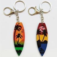 Porte-clés mini surf en acrylique, souvenirs d'été hawaïens, cadeaux amusants, jouets, breloques de sac, planches de surf, cocotiers de plage