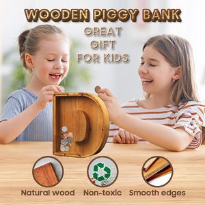 Con heo đất-Ngân Hàng cho trẻ em trai cô gái con heo đất lớn Ngân hàng 26 bảng chữ cái tiếng Anh Thư, cá nhân bằng gỗ, trong suốt tiền tiết kiệm hộp - Product Image 2