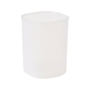 Porte-stylo rond en plastique transparent givré, organisateur de bureau blanc pour le rangement de la papeterie des étudiants - Product Image 5