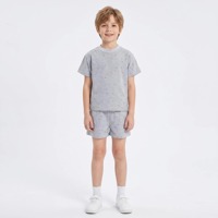 Conjuntos de Ropa para Niños, Sudadera Gris Jaspeado con Cristales de Imitación 3D de Manga Corta, Pantalones Cortos con Cintura Elástica, Conjunto Casual de Verano de 2 Piezas para Niños