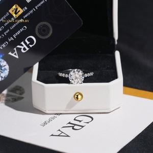 Bague de fiançailles en diamant taille brillant rond, vente chaude, bijoux en argent sterling 925, diamant moissanite GRA VVS pour femmes GRA - Product Image 3