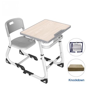 Bureau et chaise de classe et d'école démontables et réglables en hauteur - Product Image 2