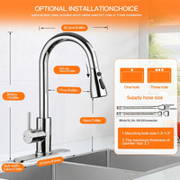Robinet de cuisine multifonctionnel moderne et professionnel avec bras pivotant et extension de robinet, robinet mélangeur de luxe