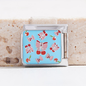 ファッション高品质フルーツチェリーイタリアンチャームバルクノンターニッシュステンレススチール18金メッキイタリアンチャームブレスレット - Product Image 3