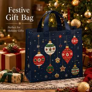 Custom Christmas Non Woven Tote <b>Bag</b> Reusable for Holiday Restaurant Takeout <b>Gift</b> Xmas Dine in Meal Package with Logo Print - Product Image 3