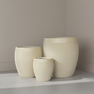 Pot de fleurs rond <span class=keywords><strong>en</strong></span> fibreclay texturé rouge rouille, sculpté à la main, écologique et durable, avec trou de drainage pour la maison et le jardin - Product Image 3