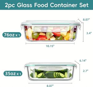6pcs Hot Selling LFGB Certified Eco-Friendly Modern High Borosilicate Glass Crisper Food Storage Containers Lid <b>Set</b> <b>Microwave</b> - Product Image 2