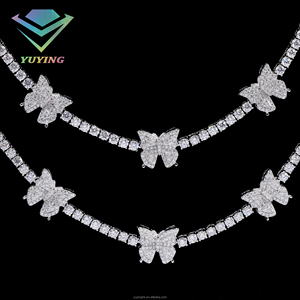 Collier tendance papillon, chaîne tennis, diamant moissanite VVS, passe le testeur de diamants, certificat GRA, argent sterling 925, unisexe - Product Image 4