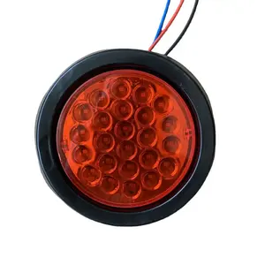 工厂价格4英寸圆形发光二极管卡车尾灯刹车灯10-30v发光二极管尾灯琥珀色红色白色带索环