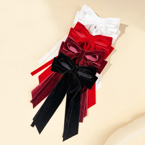 Lazos de terciopelo para el cabello con cinta grande, pinzas para el cabello para mujeres, niñas, bebés y niños pequeños, accesorios para el cabello de metal rojo - Product Image 6