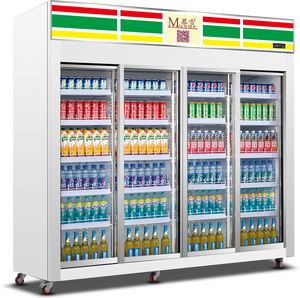 MUXUE Réfrigérateur à 4 portes coulissantes verticales en verre Réfrigérateur à boissons <span class=keywords><strong>Vitrine</strong></span> commerciale/Réfrigérateur présentoir d'<span class=keywords><strong>occasion</strong></span> en vente - Product Image 2