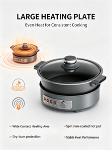 Marmite électrique multifonctionnelle détachable 6L, cuisinière électrique avec <span class=keywords><strong>plaque</strong></span> de <span class=keywords><strong>cuisson</strong></span>, revêtement antiadhésif, vente en gros usine, OEM disponible - Product Image 2