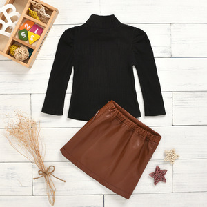 Nuovo Modo di Arrivo Delle Ragazze Vestiti Set 2 Pezzi di Abito Maglione Tops + Cuoio dell'unità di elaborazione del Pannello Esterno Dei Bambini Delle Ragazze Degli Insiemi Vestiti 0-5 anni - Product Image 3