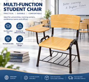 Sedia Scolastica in Legno con Tavoletta Scrittoio, Poltrona per Studenti Universitari e delle Scuole Secondarie - Product Image 1