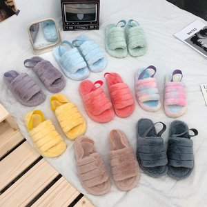 Nouveau modèle Premium Vente en gros Pantoufles pelucheuses à bout ouvert personnalisées Pantoufles de maison en fausse fourrure pelucheuse et fourrure au meilleur prix - Product Image 3