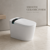 WC allongé intelligent à nettoyage automatique avec distributeur de mousse à jet siphonique en céramique, incluant télécommande, capteur de pied et buse chauffante