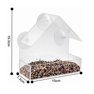 Mangeoire à oiseaux transparente avec ventouse puissante, trous de drainage, plateau amovible, robuste et durable, pour oiseaux sauvages, colorée, taille moyenne - Product Image 5