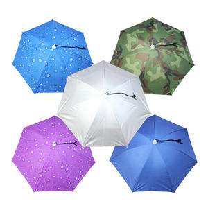En gros impression personnalisée Portable extérieur résistant au soleil étanche à la pluie mains libres chapeau parapluie pour la pêche randonnée plage Camping - Product Image 1