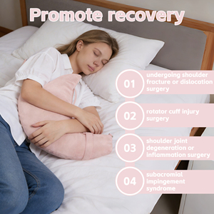 Coussin de soutien pour bras en forme de U réglable avec poche pour la récupération des épaules et le soutien corporel en rose - Product Image 2