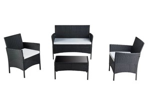 Ensemble <span class=keywords><strong>de</strong></span> <span class=keywords><strong>table</strong></span> <span class=keywords><strong>et</strong></span> <span class=keywords><strong>de</strong></span> chaises en rotin pour salle à manger en plein air contemporain, confortable, imperméable, mobilier <span class=keywords><strong>de</strong></span> <span class=keywords><strong>jardin</strong></span> pour 4 personnes pour appartement - Product Image 6