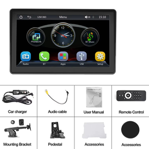 Lecteur multimédia portable pour voiture Podofo 7 pouces avec écran tactile, CarPlay sans fil, Android Auto, FM, BT, TF/USB/AUX, autoradio, émetteur FM - Product Image 6