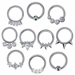 Acero inoxidable Daith Septum Helix Tragus Orelha cartílago cautivo aro Labret joyería gema Clicker nariz Piercings oreja aro anillos - Product Image 1