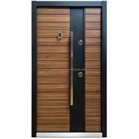 Porte d'entrée extérieure en acier et bois composite Zonle, porte de sécurité principale pour les maisons