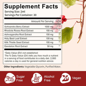 OEM 6 in 1 Schisandra takviyesi Schisandra <span class=keywords><strong>Berry</strong></span> Rhodiola Rosea ashashandha kutsal fesleğen süt Thistle karahindiba kökü ile damlalar - Product Image 2