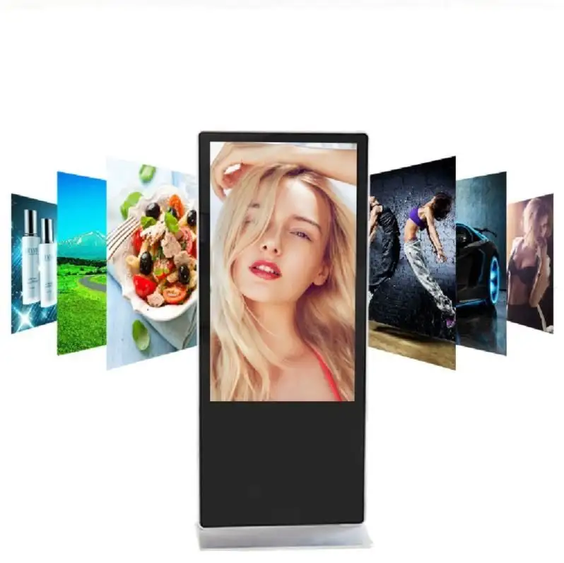 Promotion 4K 49 inch Floor Stand LCD Digital Signage Mobile Computer Control Dual System LCD Display Vertical Advertising Screen