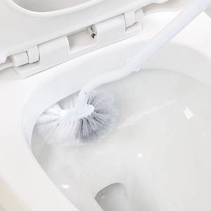 Toilet Cleaning <b>Brush</b> Flexible <b>Round</b> Soft Bristles Ergonomic Design For Home Use White And Gray - Product Image 4