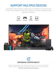 Arzopa A1T 10 Points écran tactile IPS 1080p HDR 15.6 pouces moniteur à écran tactile Portable avec port type-c moniteur Portable - Product Image 6
